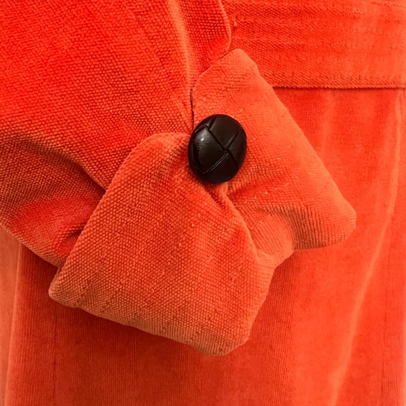 Anthropologie Tulle velour rust orange long coat button down fully lined - Picture 5 of 10